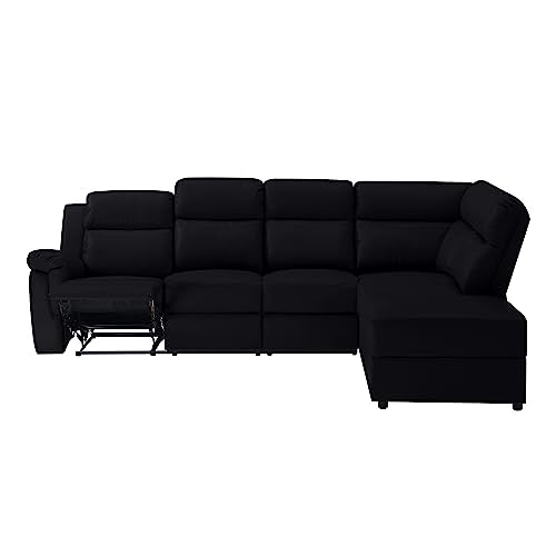 Oversized Modern PU Leather Reclining Sectional Sofa with Console Storage, Beige K60120