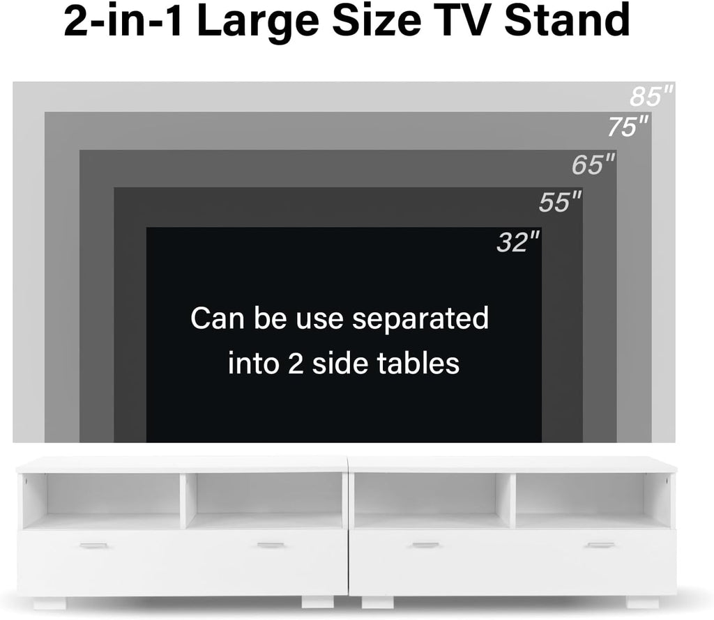 4 EVER WINNER TV Stand for 75+ Inch TV with Storage, White Q7111