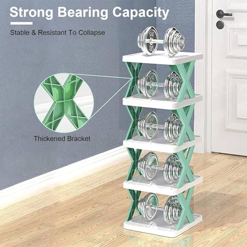 9 Tiers Vertical Narrow Shoe Rack, Free Standing Storage, Blue G580