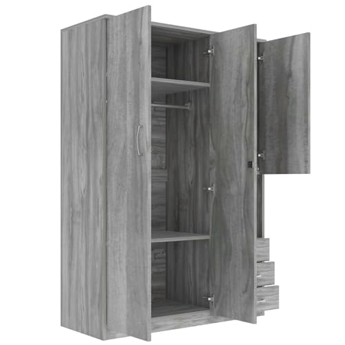Merax Armoire Wardrobe Closet with Shelves and Hanging Rod, Grey G72151