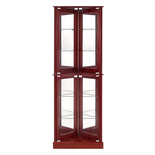 Henf 72" Tall Corner Cabinet with LED Light and Glass Doors X9549