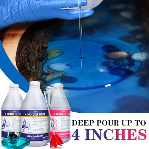 Deep Pour Epoxy Resin Kit for 2-4" Pour Depths, Crystal Clear Casting Resin X859