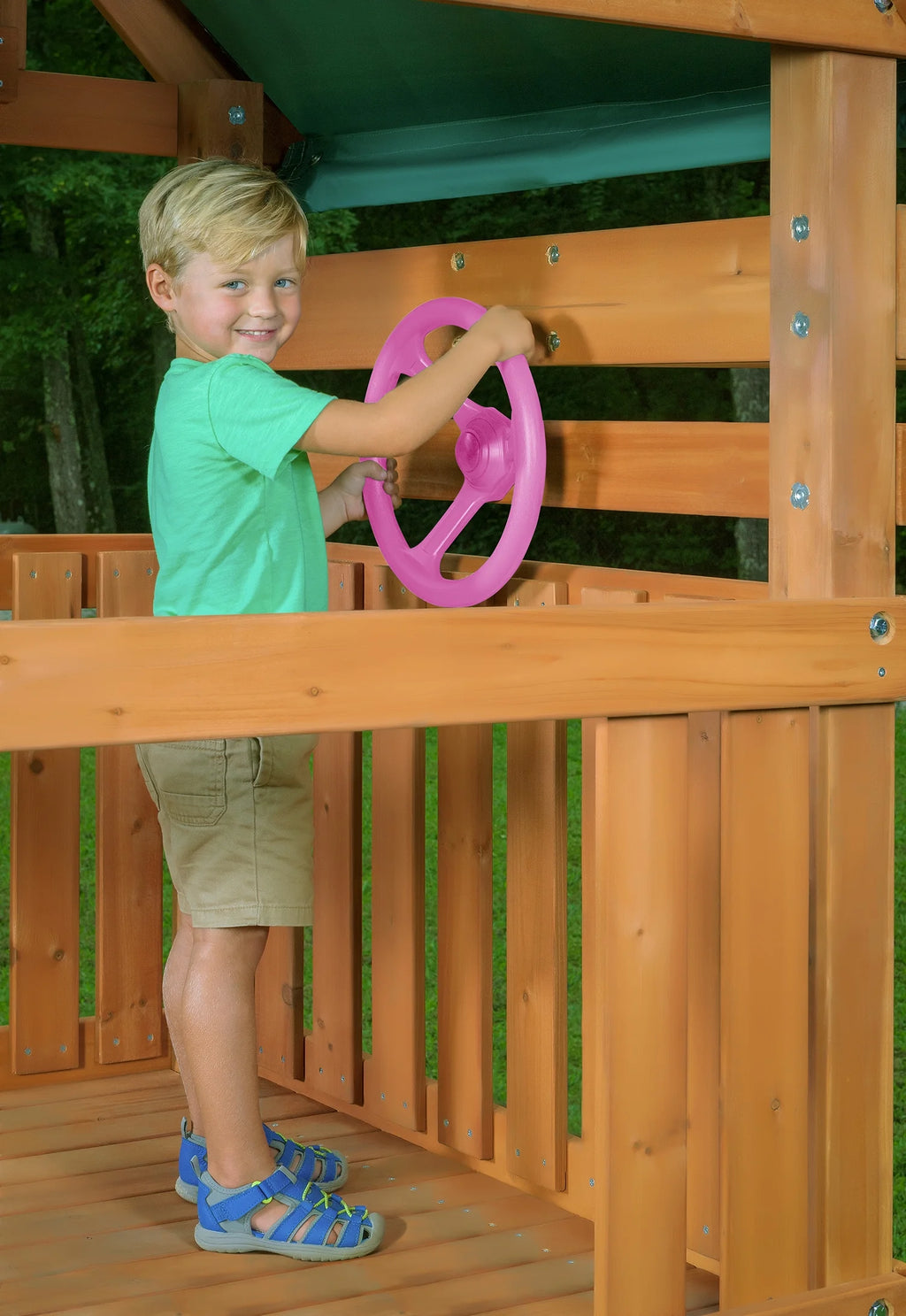 Creative Cedar Designs Mountain View Lodge Swing Set with Wooden Roof X456