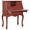 Secretary Desk Brown 30.7"x16.5"x40.6" Solid, Wood,Vintage, Secretary Desk with Flip Top and Ample Storage Home Office Desks