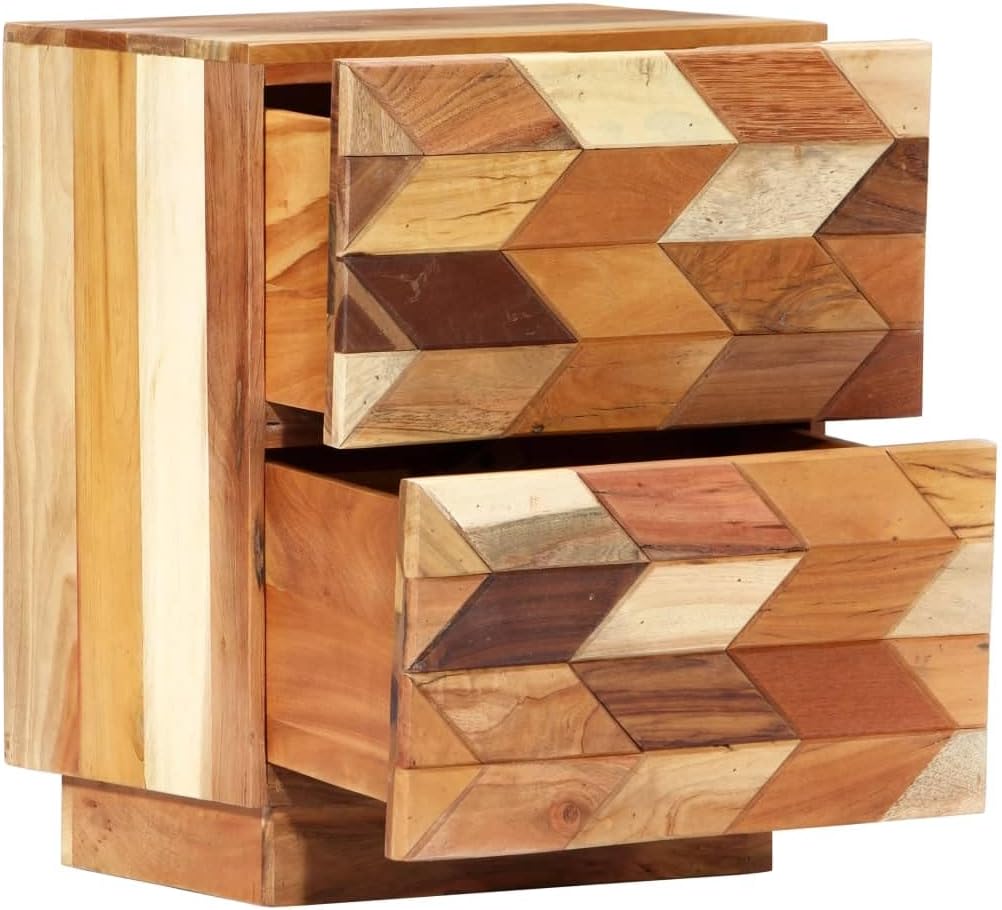 Solid Reclaimed Wood Bedside Cabinet with Shelf P109259