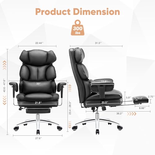 Sweetcrispy Executive Office Desk Chair Ergonomic High Back with Footrest, Black Z680915