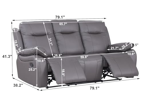 Manual Leather Recliner Loveseat Sofa with Cup Holders for Living Room K4106