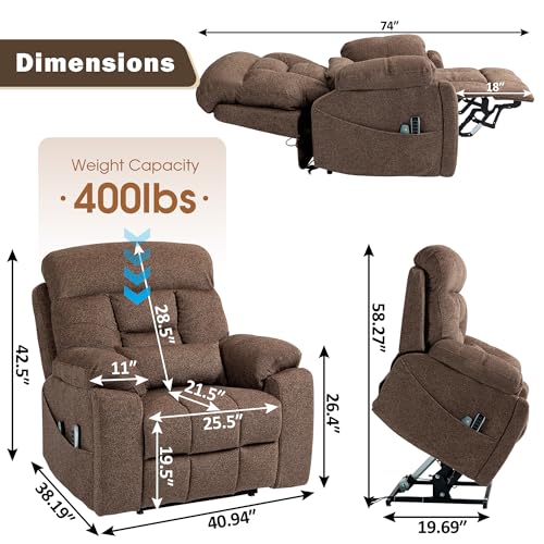 Power Lift Recliner Chair for Big Men with Heat and Massage T53963