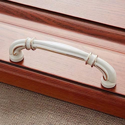 Vintage Ceramic Drawer Knobs 6 Pcs Cabinet Hardware Ivory White G35862