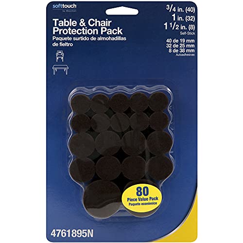 SoftTouch Assorted Self-Stick Felt Furniture Pads, Brown (80) V124