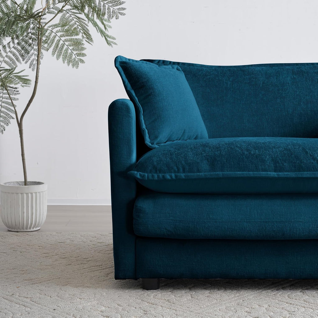U Shaped Convertible Modular Sectional Sofa with Movable Ottomans, 5-Seater Chenille Q600