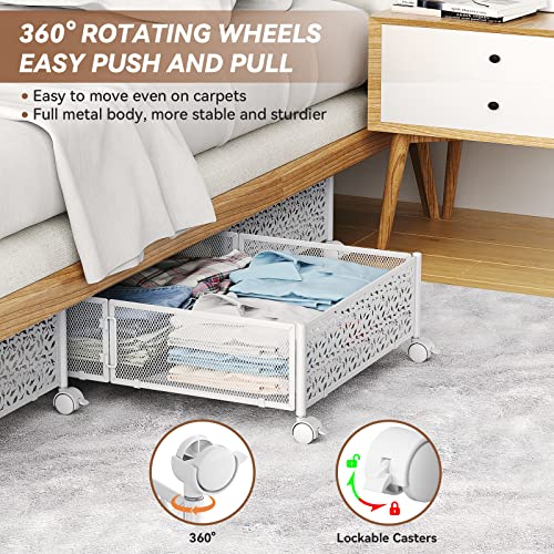 PHINOX Under Bed Storage Containers with Wheels, 4 Pack Y65751