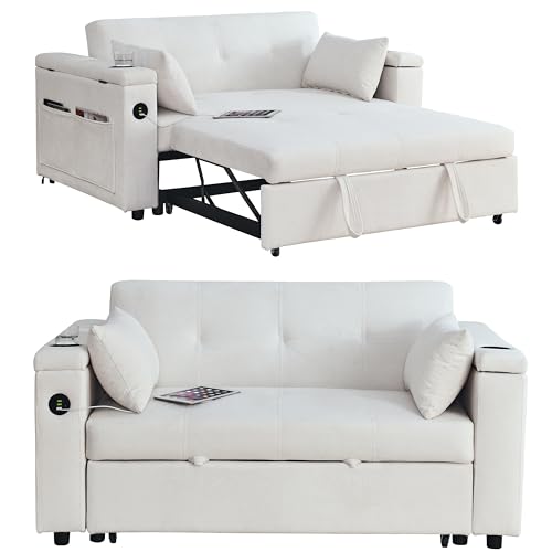 Convertible Sofa Bed 54" with USB Port, Pillow and Side Pockets Q92801