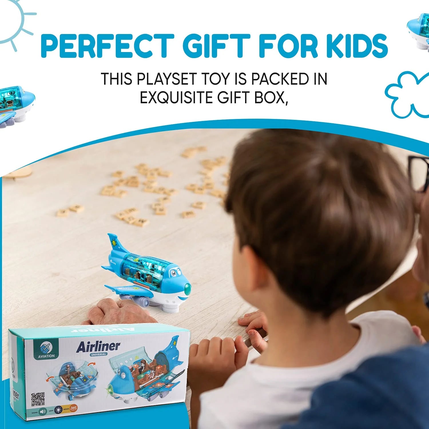 Airplane Toys for Kids with LED Lights and Sounds, Ages 3-12 K31111