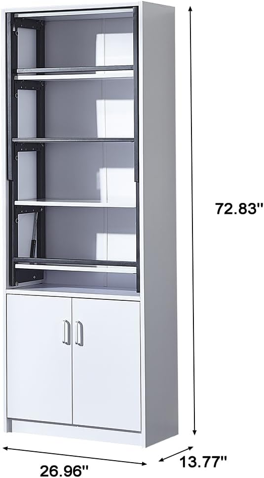 Wall Mounted Fold-Out Writing Table with 4-Tier Storage Shelf A330