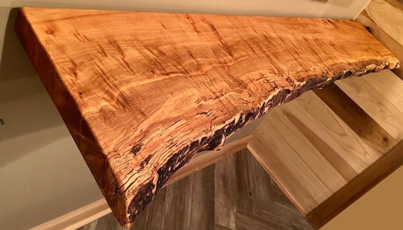 Spalted Maple Floating Shelves with Natural Edge, 30" Q205746