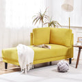 65" Corner Lounge Chair, Mid-Century Modern Fabric Upholstered Indoor Chaise Lounge for Bedroom,Office, Small Living Room & Apartment, Yellow (Left Armrest)