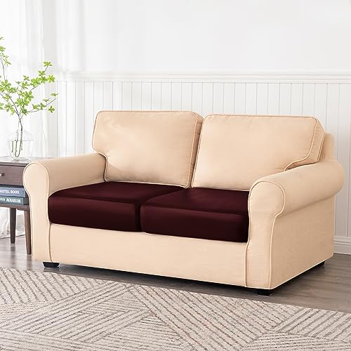 SUBRTEX Leather Waterproof Cushion Covers for Sofa Seat Protector (2 Pack, Light Gray) G12424