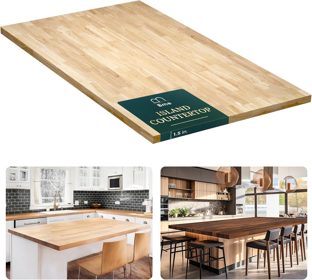 Hevea Solid Wood 6ft Butcher Block Countertop, Unfinished, 1.5in Thick X7075