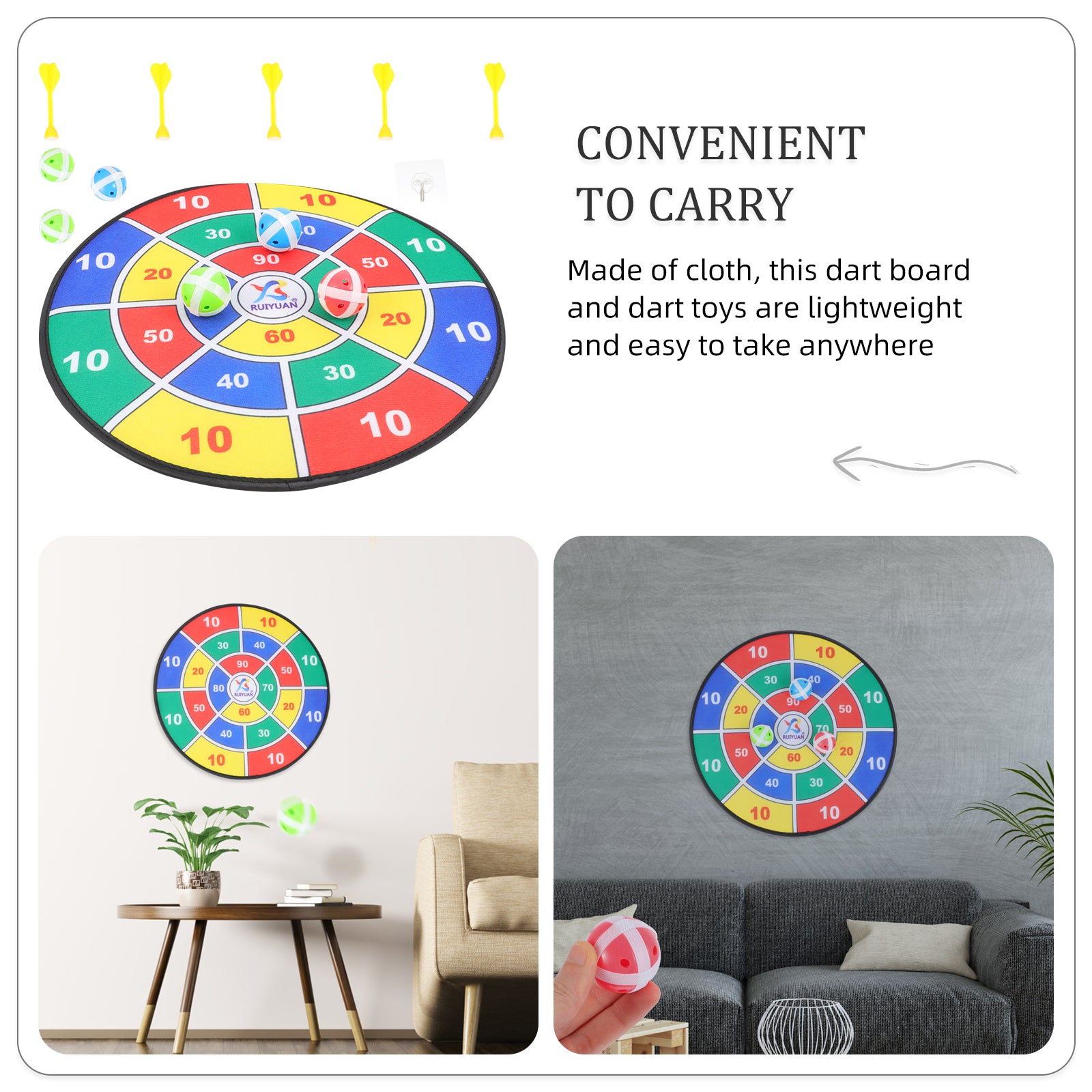 Safety Dart Board Toys Sticky Ball Shooting Game Set 36cm J24949