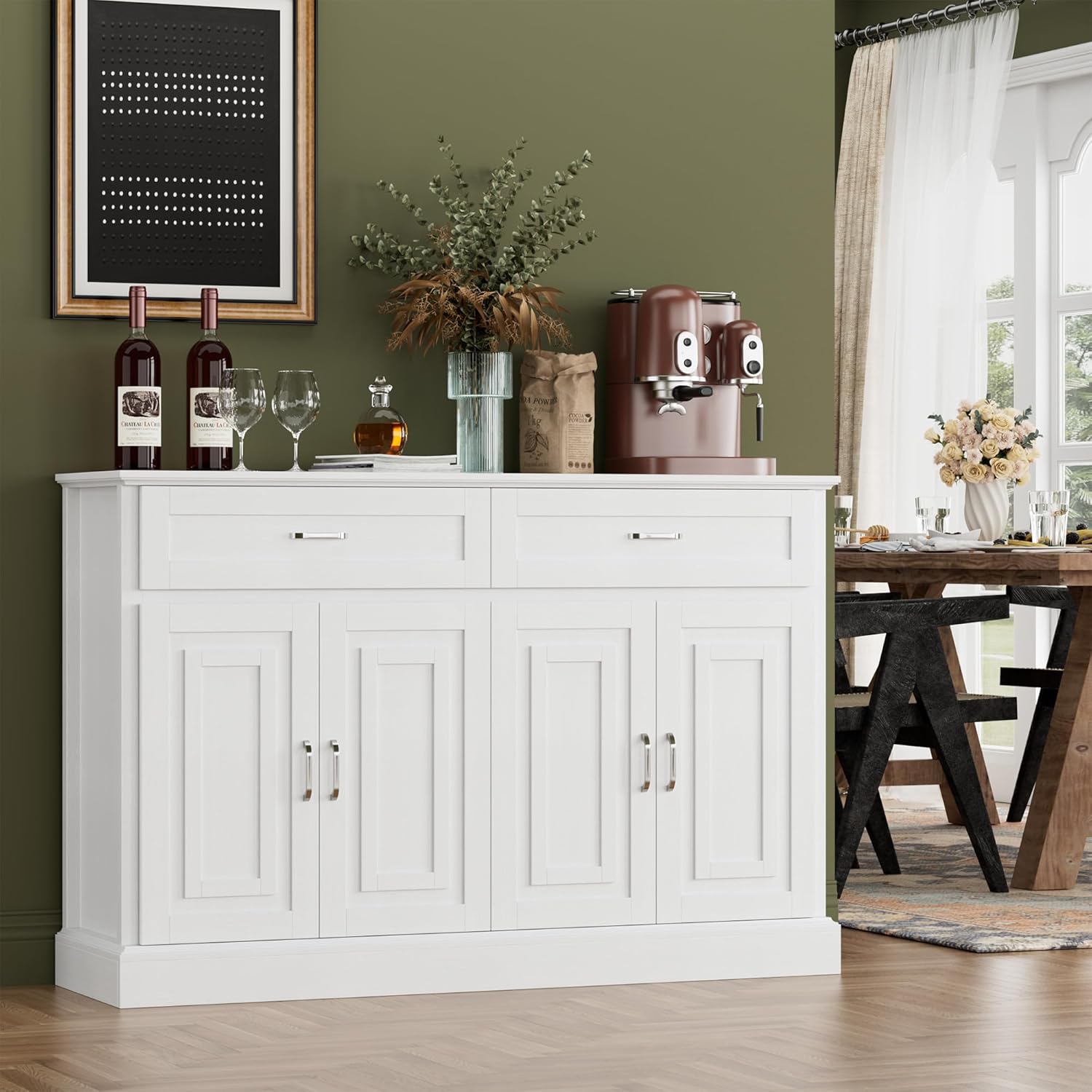 Farmhouse Sideboard Buffet Cabinet with Storage, 55.1" W2086