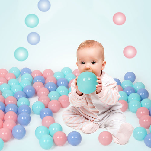100pcs 5.5cm Crush Proof Plastic Ocean Balls for Kids with Mesh Bag U736