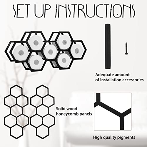 Honeycomb Toilet Paper Holder Stand with Storage Shelves, Black E974177