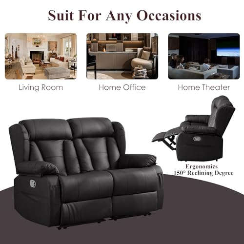 58.3" RV Loveseat Recliner Sofa with Side Pockets, Brown I1007