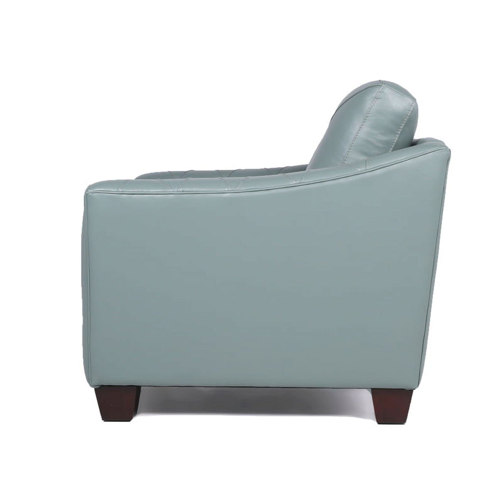 Home Square 2 Piece Tufted Leather Accent Chair Set in Spa Blue W894524