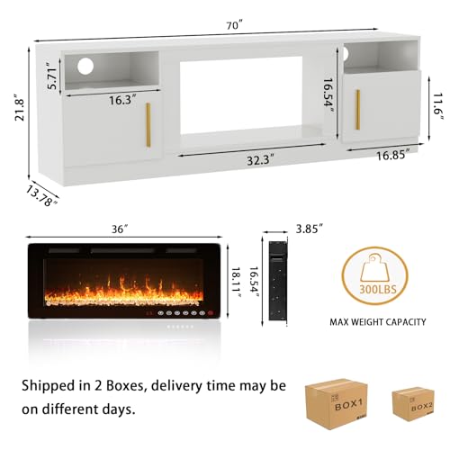 Electric Fireplace TV Stand for Living Room, Fits Up to 80" TVs O459