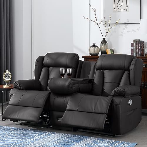 59" Manual Reclining Loveseat with Side Pockets, Brown M319