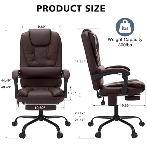 Executive Office Chair with Massage Reclining Footrest High Back Ergonomic Black E4676
