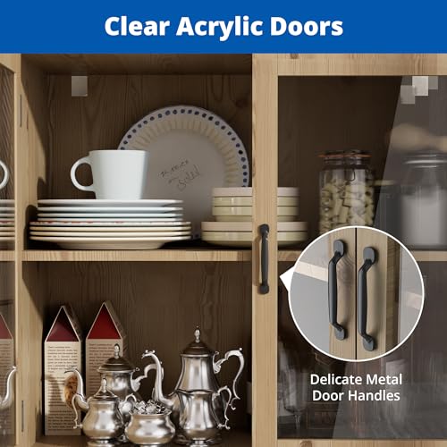 Cozy Castle Buffet Sideboard Cabinet with Storage, 2 Acrylic Doors W352