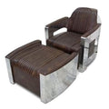 Aviator Chair  - Genuine Leather - Polished Aluminum Armchair