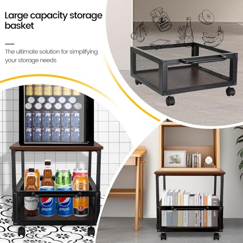 Mini Fridge Stand with Wheels, Removable Cart, Retro G37259