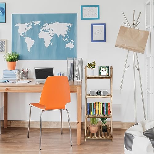 4-Tier Wood Ladder Shelf for Living Room, Home Office I3917