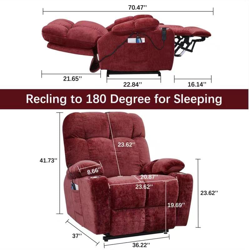 Electric Power Lift Recliner Chair Dual Motor Massage Heated for Elder O23839