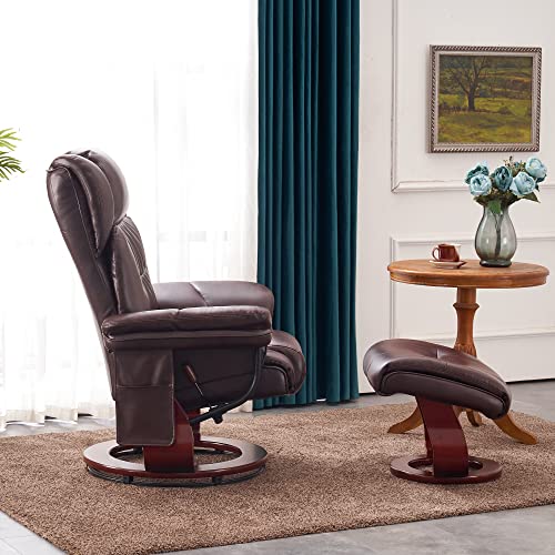 MCombo Swivel Recliner with Ottoman, Vibration Massage, Faux Leather, Grey X461672