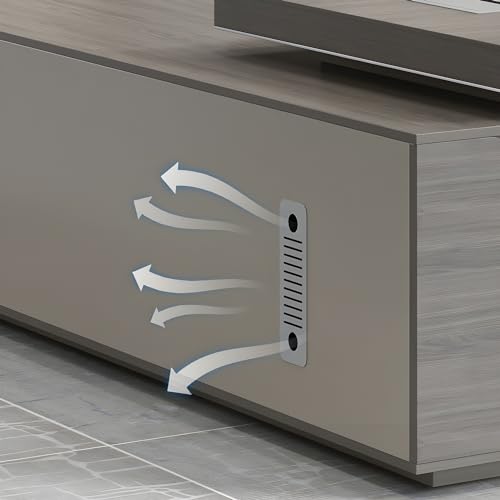 Modern Gray L-Shaped Executive Desk with Cord Management and Side Cabinet Z532159