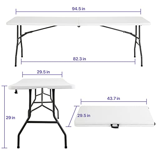 HKLGorg Folding Table 4 Ft Heavy Duty Indoor Outdoor Plastic Utility Table with Lock Function I17897