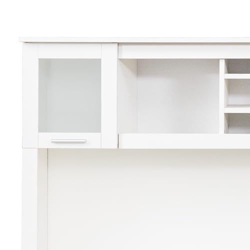 Modern Desk with Storage 2-Tier Shelves, Drawer and Cabinet, White R50834