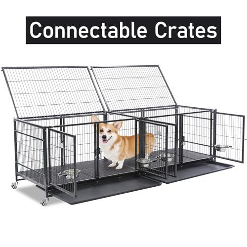 Homey Pet 43 inch Stackable Dog Crate with Divider and Tray A2333