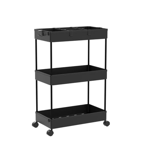 SPACELEAD 3 Tier Rolling Cart with Wheels, Black I5552