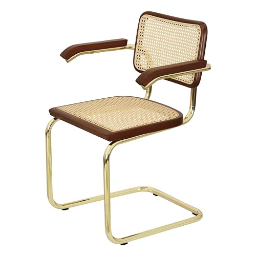 Cane Cantilever Armchair with Brass Steel Frame R937
