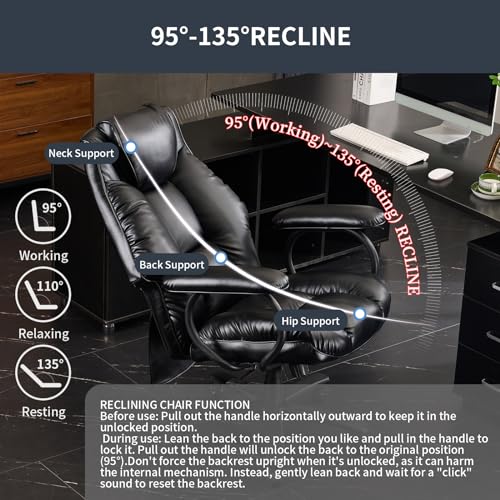 Big and Tall High Back Office Chair 400 lbs, PU Leather, Dark Brown T58872