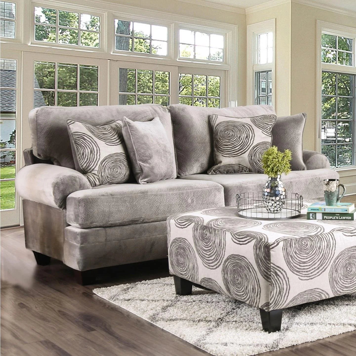 Bonaventura Transitional Gray Microfiber Sofa Loveseat K483935