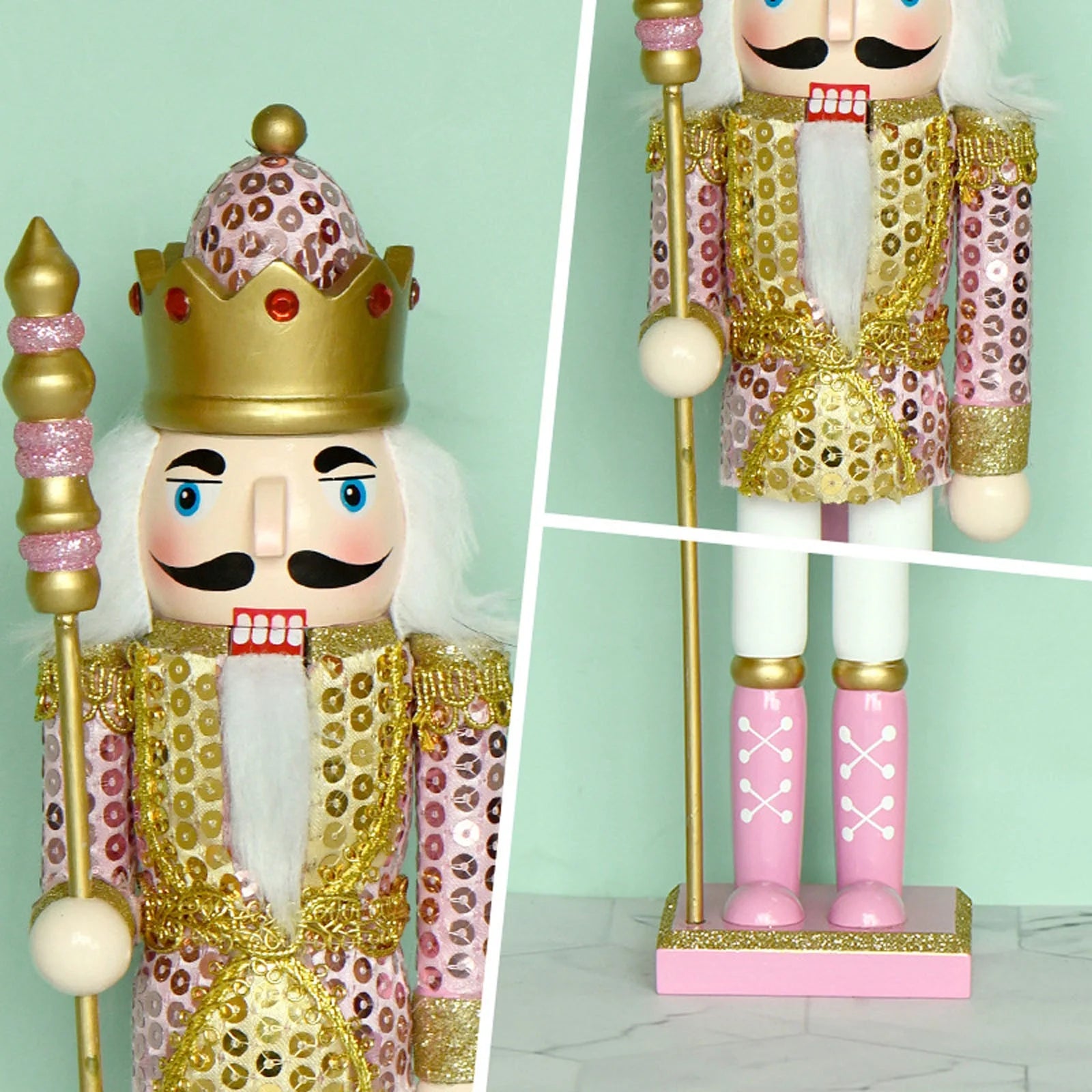 Christmas Wood Pink King Nutcracker Soldier Ornament X64886