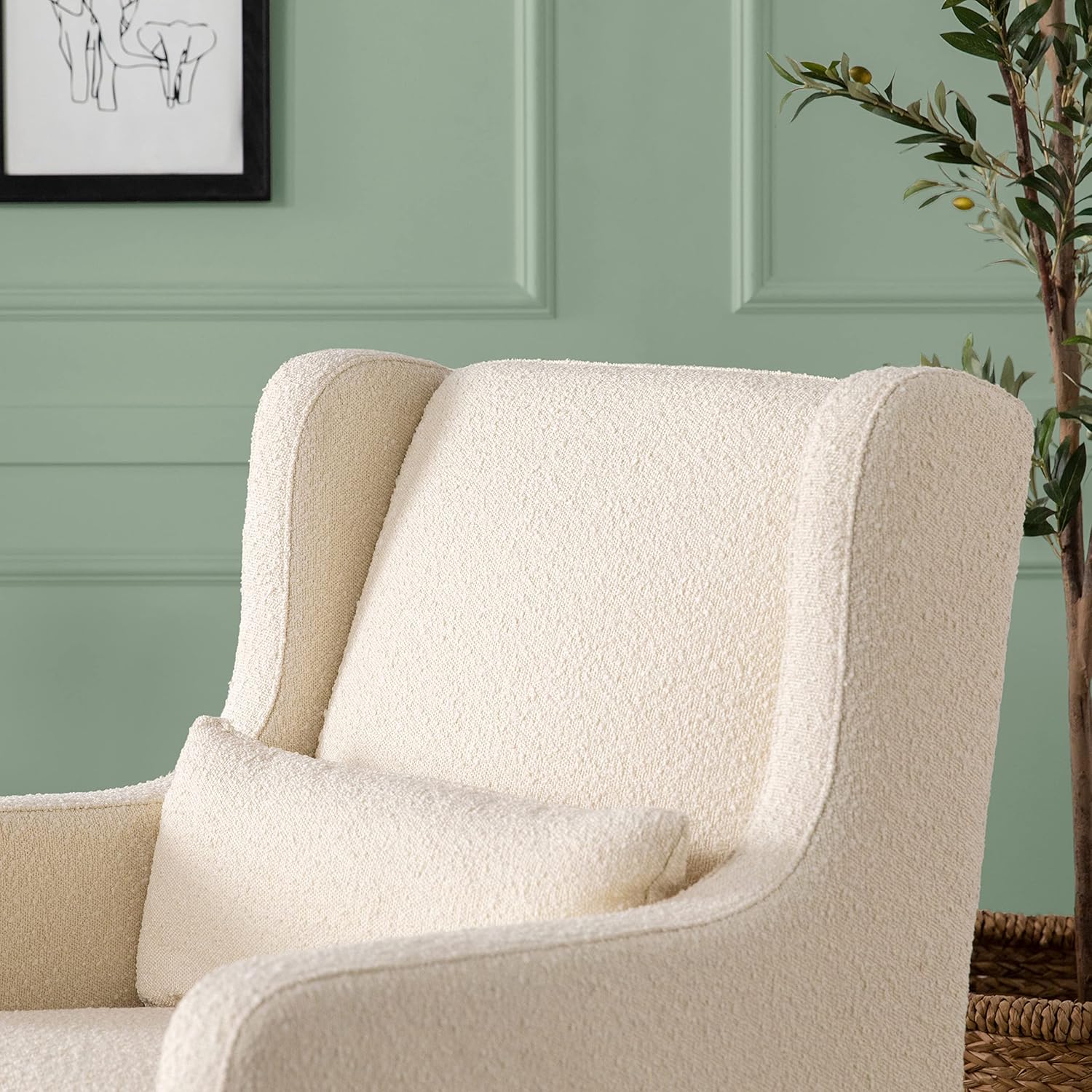 Carter's by DaVinci Adrian Swivel Glider with Storage Ottoman, Ivory Boucle R715477