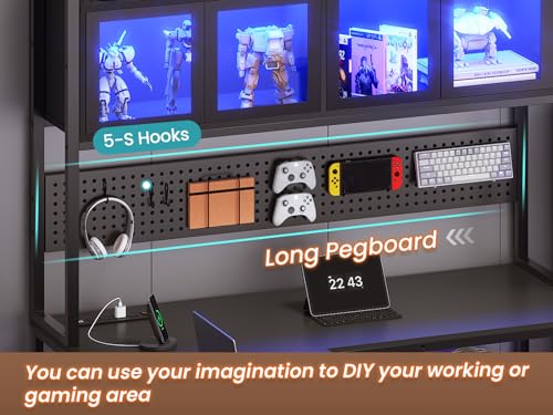L Shaped Gaming Desk with Drawers and Storage Shelves P3118