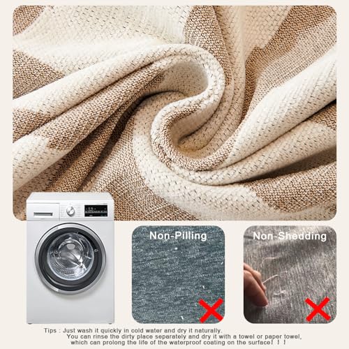 Water Resistant Boho Chenille Couch Cover for Dogs, Washable, 3 Cushion, Black R289741